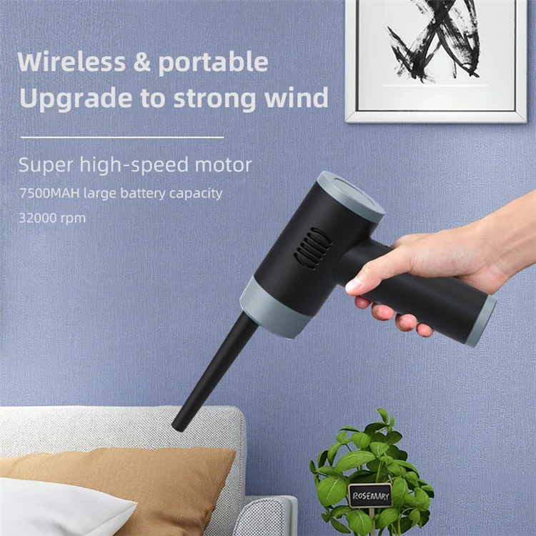 JC-B1 Cordless Air Duster Glower Electric Air Blower Ricaricabile Per Computer Portatile Strumento di Pulizia Del Laptop Per Laptop - Nero / D'argento