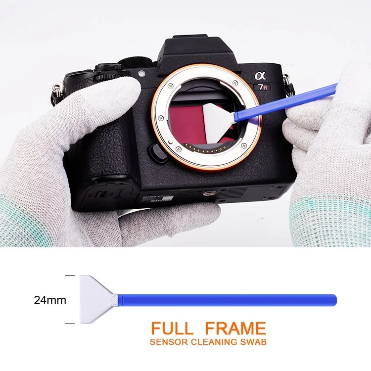 Conjunto de limpeza de câmera DSLR com 10 cotonetes de 24 mm + 20 ml de líquido de limpeza para sensor APS-C da K&F CONCEPT 