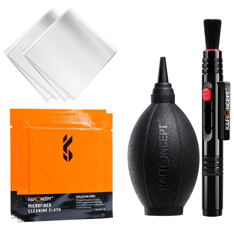 K&F CONCEPT 4Pcs / Set Kit de Limpeza de Câmera Soprador de Ar + Caneta de Limpeza de Lente + Pano de Limpeza para Lentes de Câmera / Filtros / Sensor / Tela