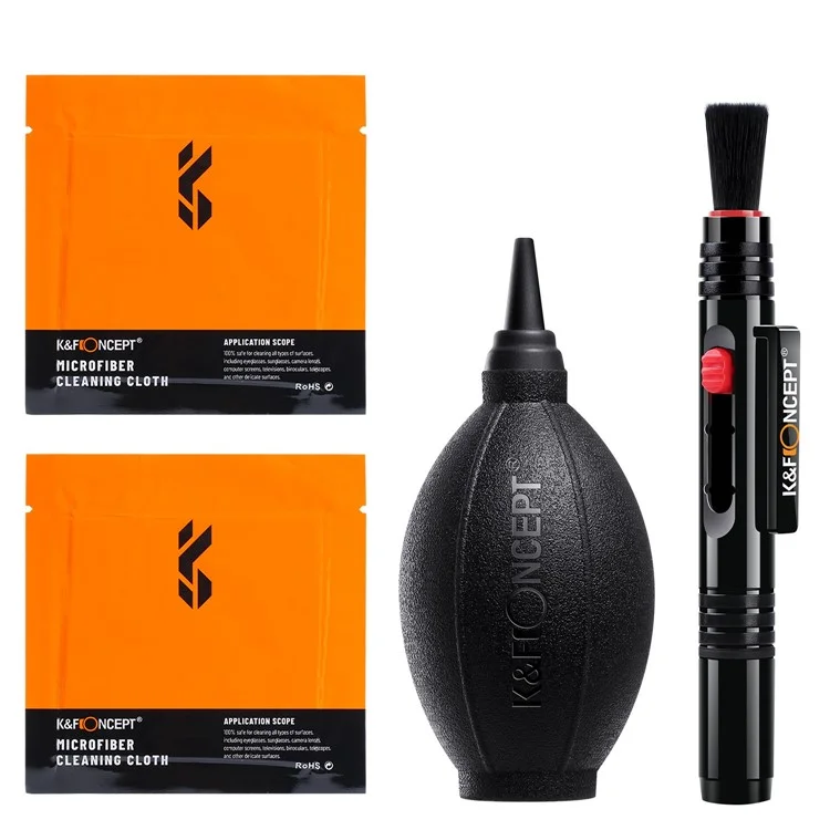 K&F CONCEPT 4Pcs / Set Kit de Limpeza de Câmera Soprador de Ar + Caneta de Limpeza de Lente + Pano de Limpeza para Lentes de Câmera / Filtros / Sensor / Tela