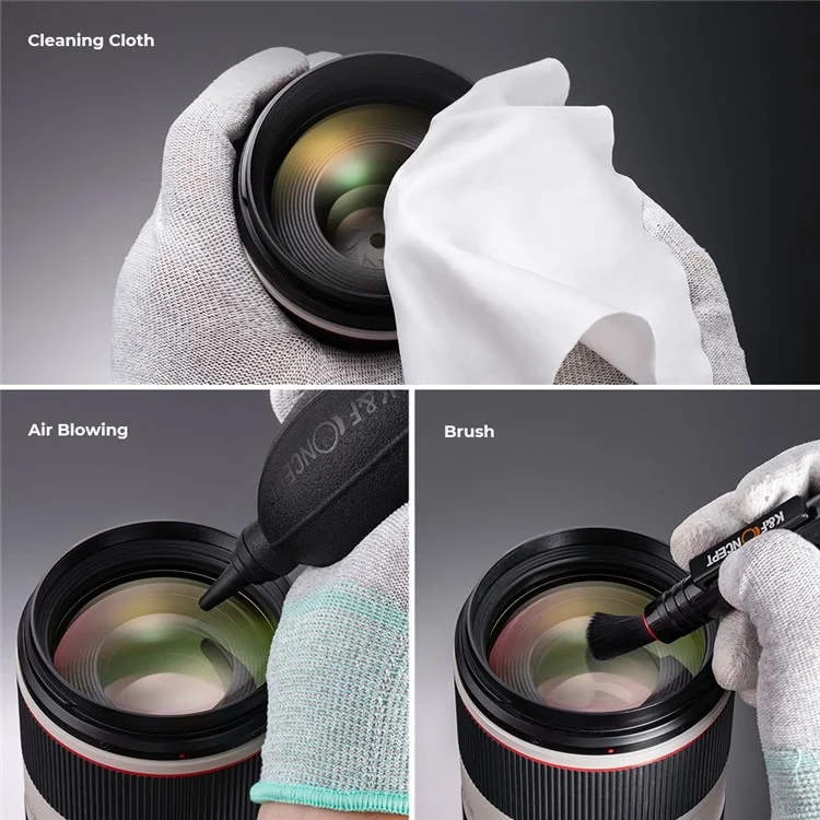 K&F CONCEPT 4Pcs / Set Kit de Limpeza de Câmera Soprador de Ar + Caneta de Limpeza de Lente + Pano de Limpeza para Lentes de Câmera / Filtros / Sensor / Tela