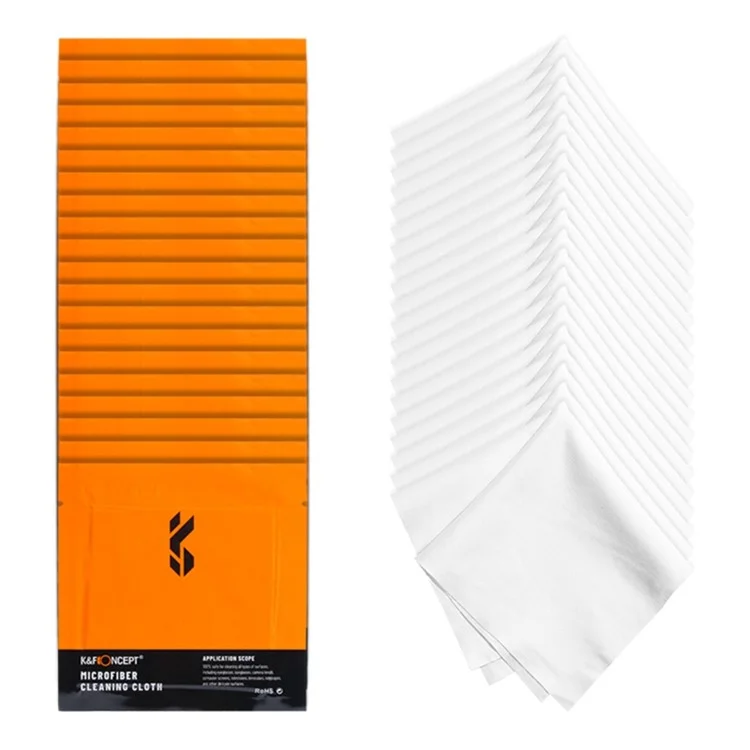 K&F CONCEPT SKU.1615 20Pack 15x15cm Individualmente Embalado a Vácuo Panos de Limpeza de Microfibra para Lentes de Câmera, Óculos, Telefones, Tela LCD