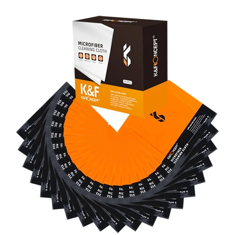 K&F CONCEPT SKU.1615 20Pack 15x15cm Individualmente Embalado a Vácuo Panos de Limpeza de Microfibra para Lentes de Câmera, Óculos, Telefones, Tela LCD