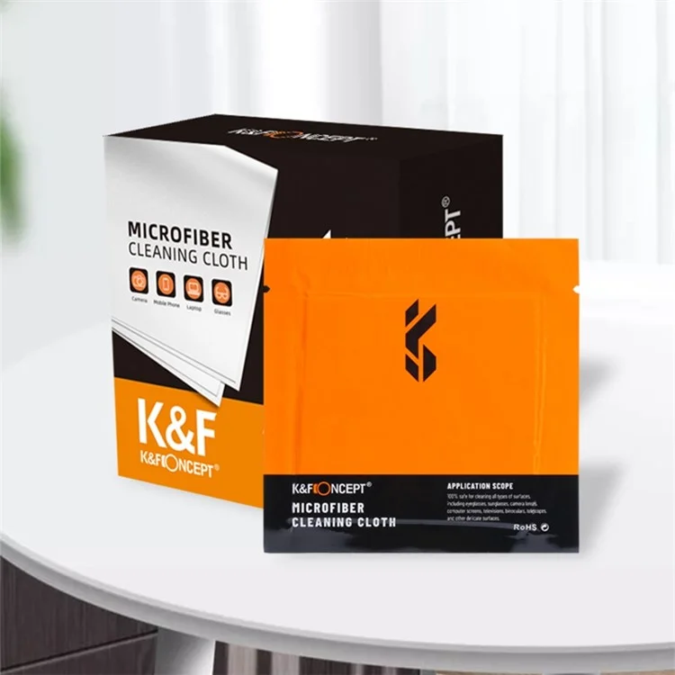 K&F CONCEPT SKU.1615 20Pack 15x15cm Individualmente Embalado a Vácuo Panos de Limpeza de Microfibra para Lentes de Câmera, Óculos, Telefones, Tela LCD