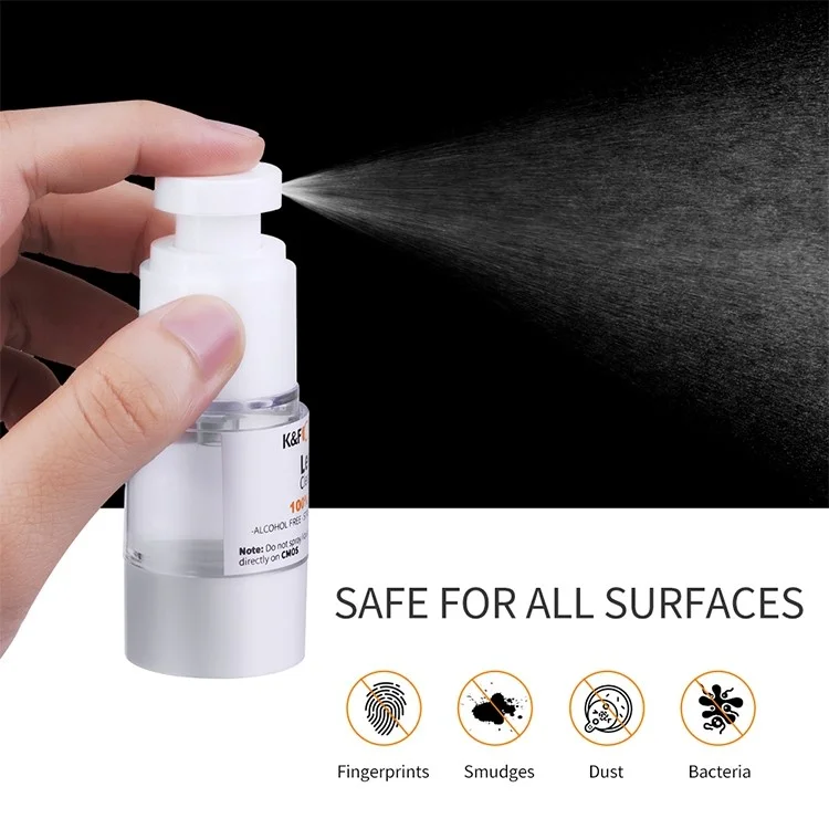 K&F CONCEPT Kit de Limpeza para Câmera 4 em 1 com Soprador de Ar + Caneta de Limpeza + Pano de Limpeza + Líquido de Limpeza para Lentes de Câmera / Filtros / Sensor / Tela