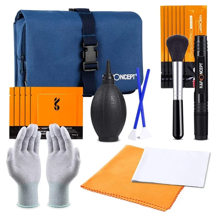 Kit de Limpeza da Câmera K&F CONCEPT 23-em-1 com Soprador de Ar + Caneta de Limpeza + Pano de Limpeza + Bolsa de Transporte para Lentes da Câmera / Filtros / Sensor / Tela
