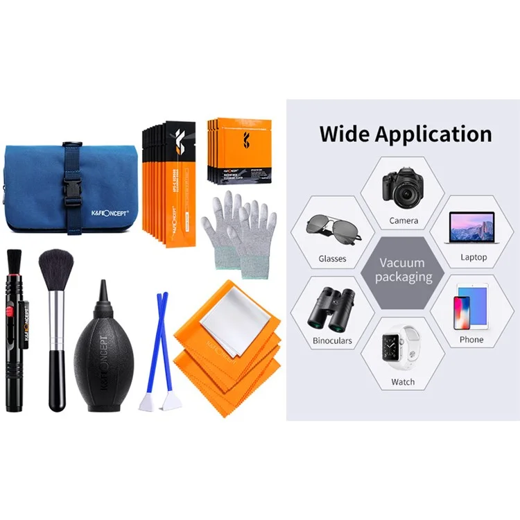 Kit de Limpeza da Câmera K&F CONCEPT 23-em-1 com Soprador de Ar + Caneta de Limpeza + Pano de Limpeza + Bolsa de Transporte para Lentes da Câmera / Filtros / Sensor / Tela