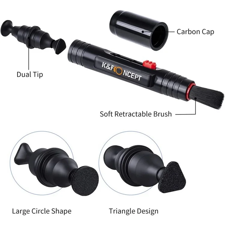 Kit de Limpeza da Câmera K&F CONCEPT 23-em-1 com Soprador de Ar + Caneta de Limpeza + Pano de Limpeza + Bolsa de Transporte para Lentes da Câmera / Filtros / Sensor / Tela
