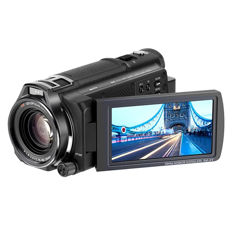 ORDRO XV80 5K Ultra HD Camcorder 3.5 Inch IPS Touch Screen 12X Optical Zoom Autofocus Digital Camera
