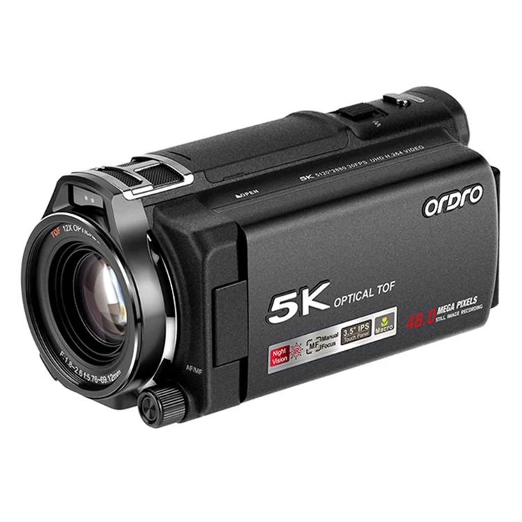 ORDRO XV80 5K Ultra HD Camcorder 3.5 Inch IPS Touch Screen 12X Optical Zoom Autofocus Digital Camera