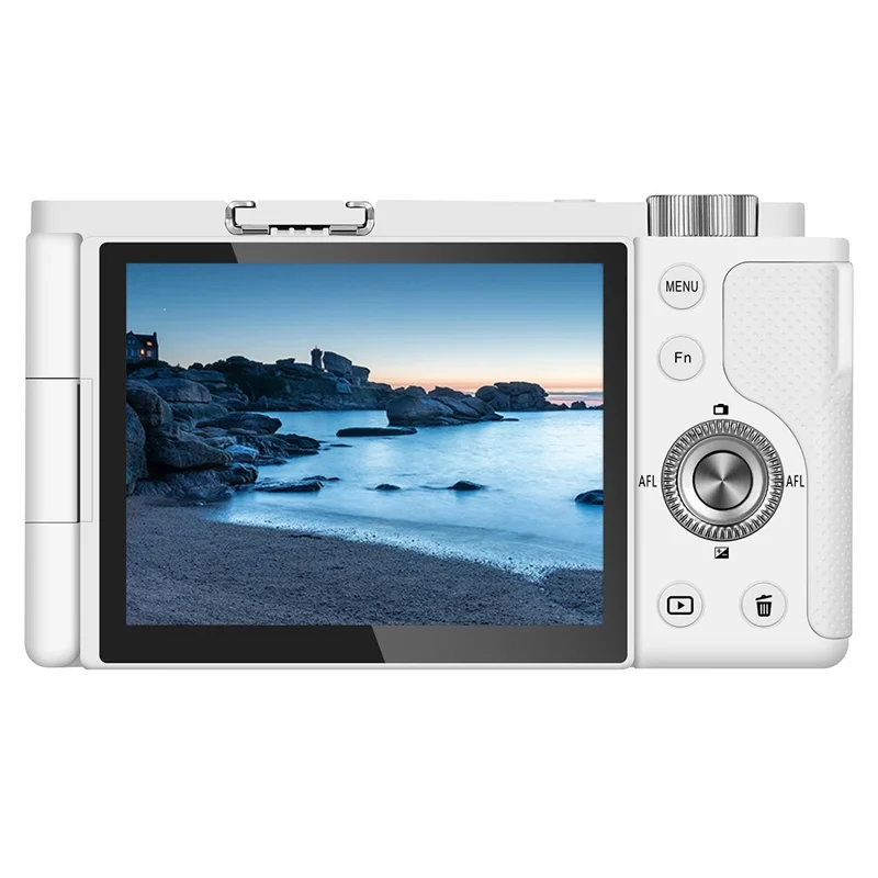 ORDRO G730 Digital Camera Side Flip 3.2 Inch IPS Touch Screen 12X Optical Zoom IR Night Vision 5K HD Mirrorless Cam - White