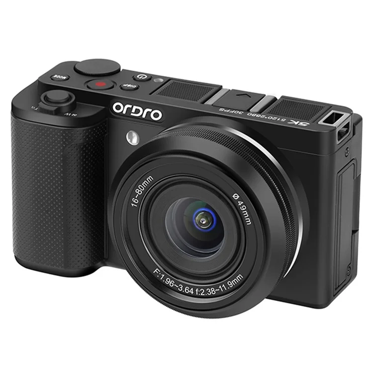 ORDRO G930 3.2 Inch IPS Touch Screen Camcorder Face Tracking 5K Ultra HD Digital Mirrorless Camera - Black