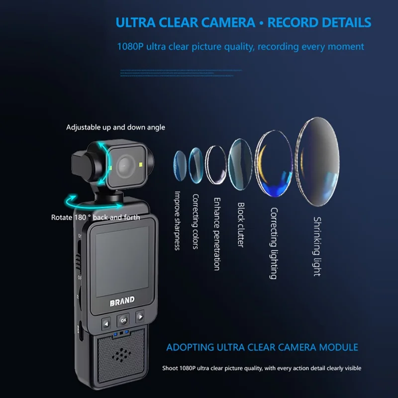 DV01 1.6 Inch 1080P HD Action Camera for Cycling Vlogging Wearable WiFi Recorder with 32GB Card