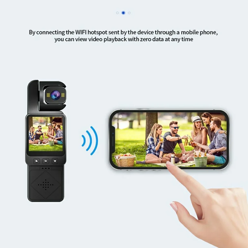 DV02 1,54 Pollici Videocamera d'Azione con Display HD, Supporto Toracico, Videoregistratore per Ciclismo Esterno, Fotocamera WIFI con Scheda da 32GB + Lettore di Schede