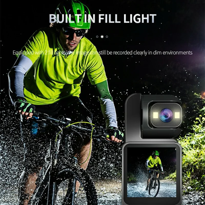 DV02 1,54 Pollici Videocamera d'Azione con Display HD, Supporto Toracico, Videoregistratore per Ciclismo Esterno, Fotocamera WIFI con Scheda da 32GB + Lettore di Schede
