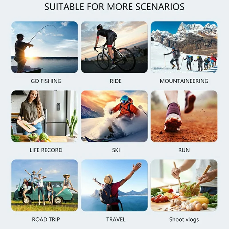 DV02 1,54 Pollici Videocamera d'Azione con Display HD, Supporto Toracico, Videoregistratore per Ciclismo Esterno, Fotocamera WIFI con Scheda da 32GB + Lettore di Schede