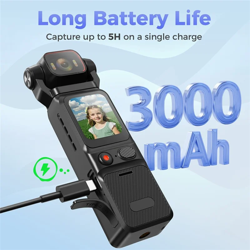 Cámara de Acción Inalámbrica L18 de 1,69 Pulgadas con Pantalla Táctil 4K, Estabilización por Giroscopio, Cámara de Bolsillo, con Tarjeta de 32 GB + Lector de Tarjetas