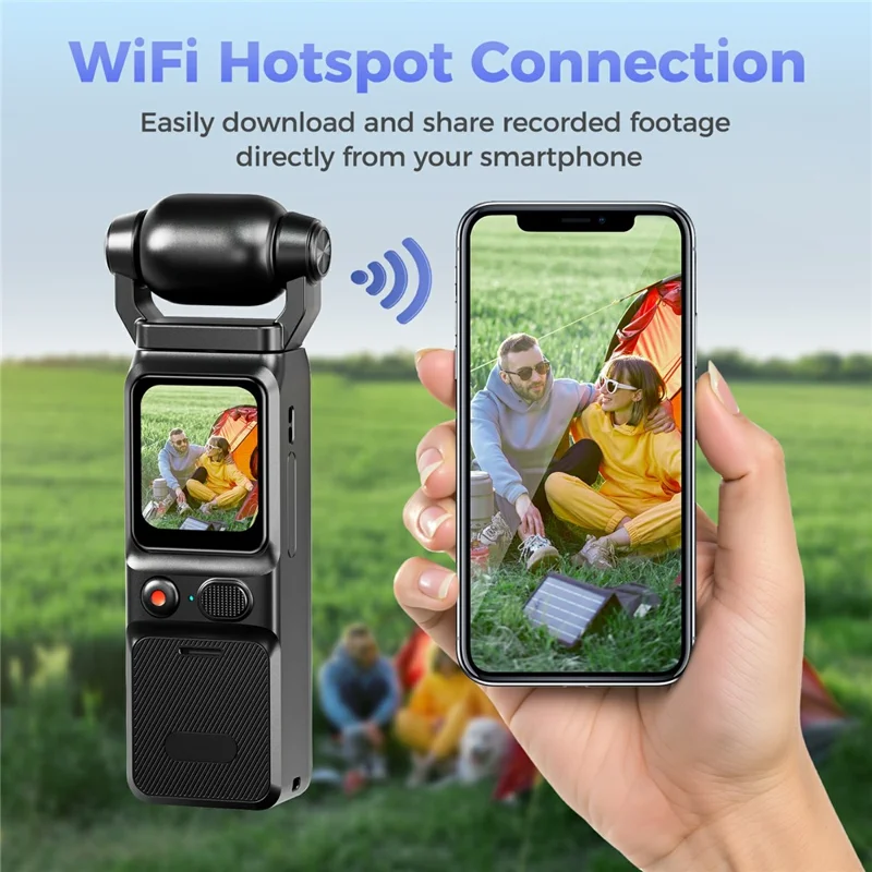 Cámara de Acción Inalámbrica L18 de 1,69 Pulgadas con Pantalla Táctil 4K, Estabilización por Giroscopio, Cámara de Bolsillo, con Tarjeta de 32 GB + Lector de Tarjetas
