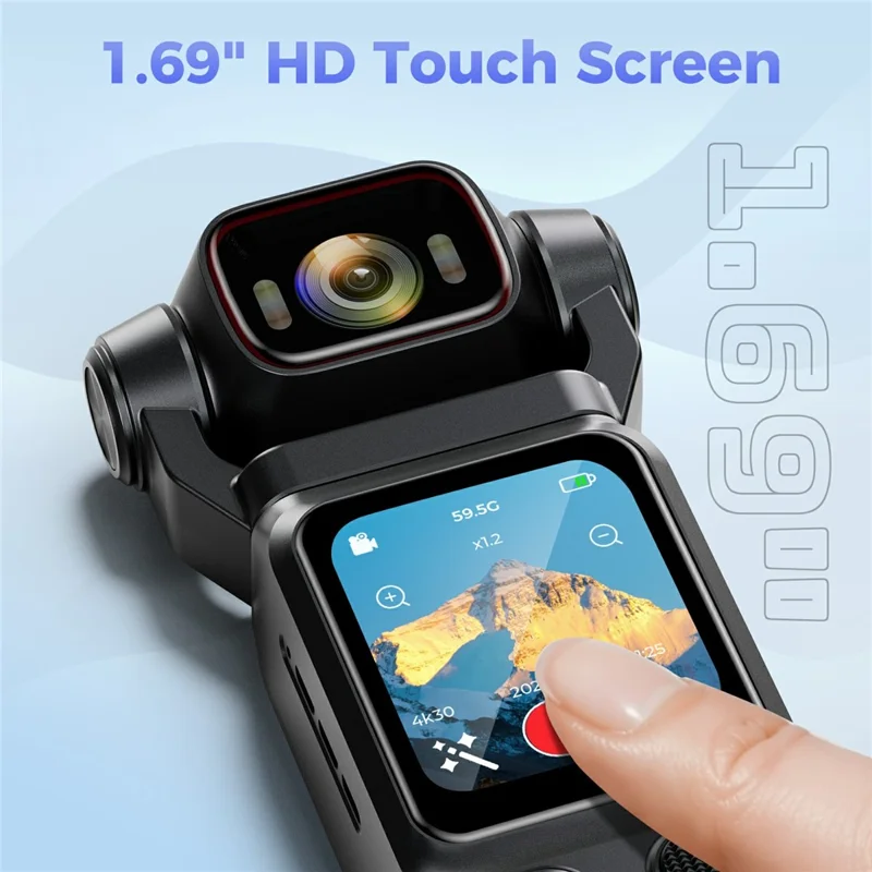 Cámara de Acción Inalámbrica L18 de 1,69 Pulgadas con Pantalla Táctil 4K, Estabilización por Giroscopio, Cámara de Bolsillo, con Tarjeta de 32 GB + Lector de Tarjetas