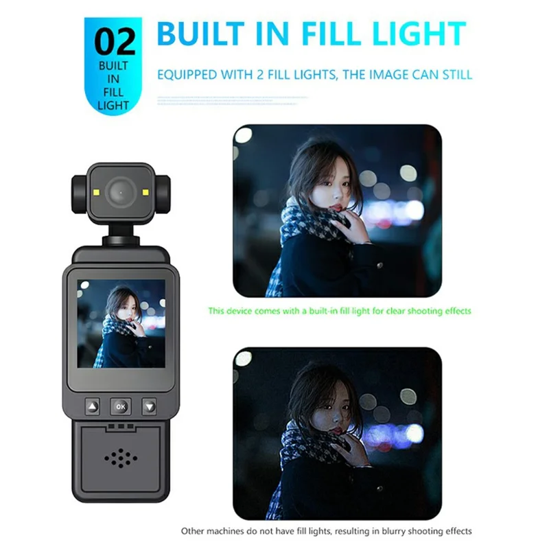 DV01 Caméra de sport portable HD 1080P avec stabilisation anti-vibration et WiFi, sans carte TF
