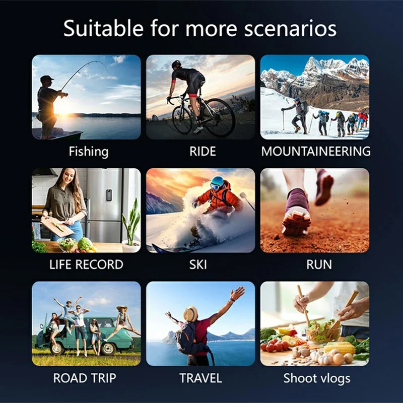 DV01 Caméra de sport portable HD 1080P avec stabilisation anti-vibration et WiFi, sans carte TF