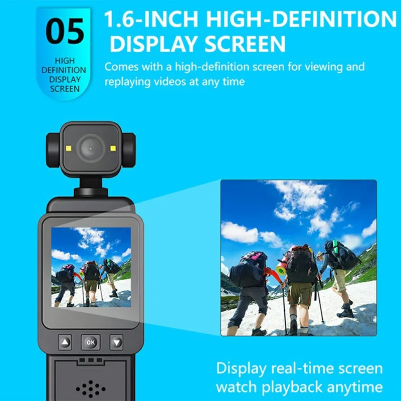 Cámara de Acción de Bolsillo DV01 1080P Alta Definición Antivibración WiFi para Deportes, con Tarjeta TF de 32GB