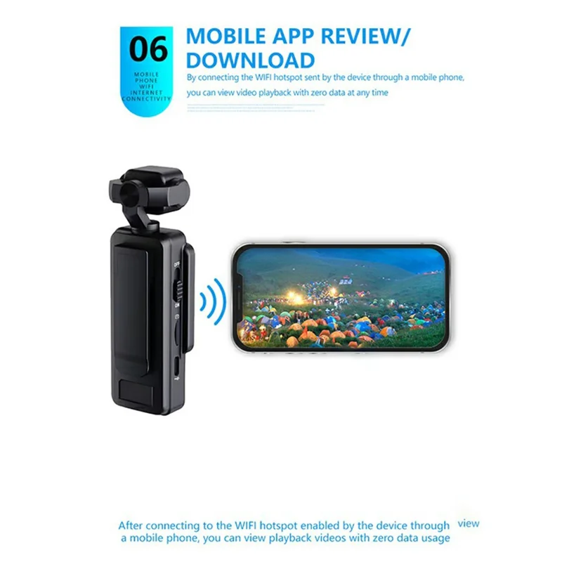 Cámara de Acción de Bolsillo DV01 1080P Alta Definición Antivibración WiFi para Deportes, con Tarjeta TF de 32GB