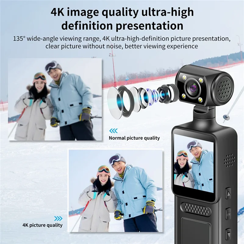 Fotocamera sportiva M12 4K per esterni con visione notturna, anti-shake, Wi-Fi, action cam tascabile, inclusa scheda TF da 32GB