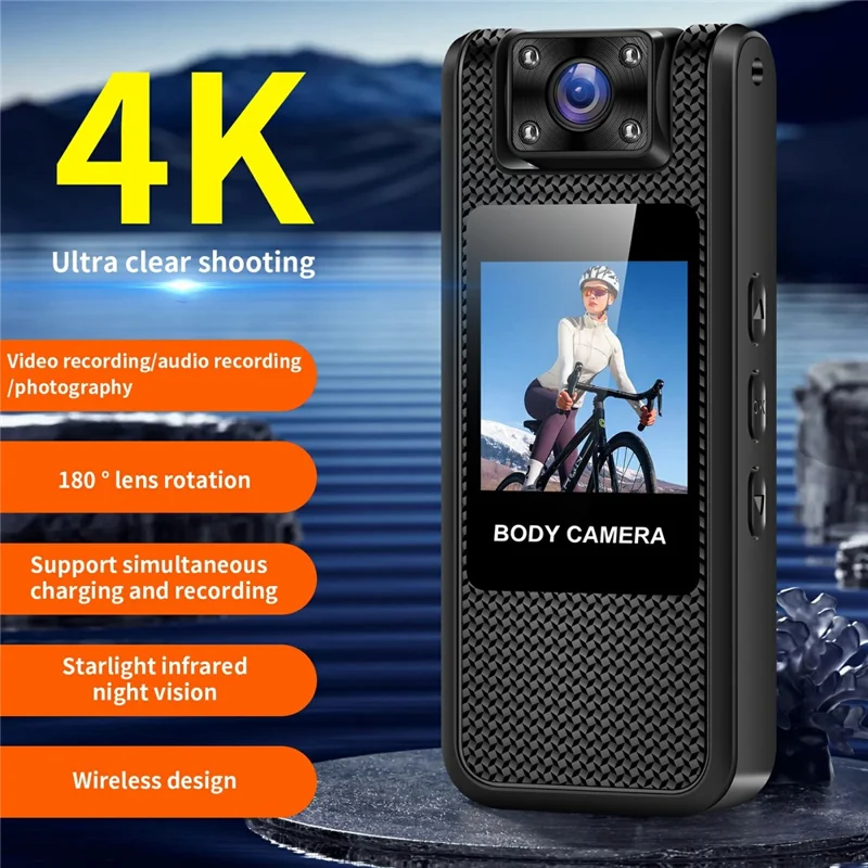 M11-A Caméra de sport 4K extérieure avec vision nocturne, WiFi portable et objectif rotatif, avec carte de 32 Go
