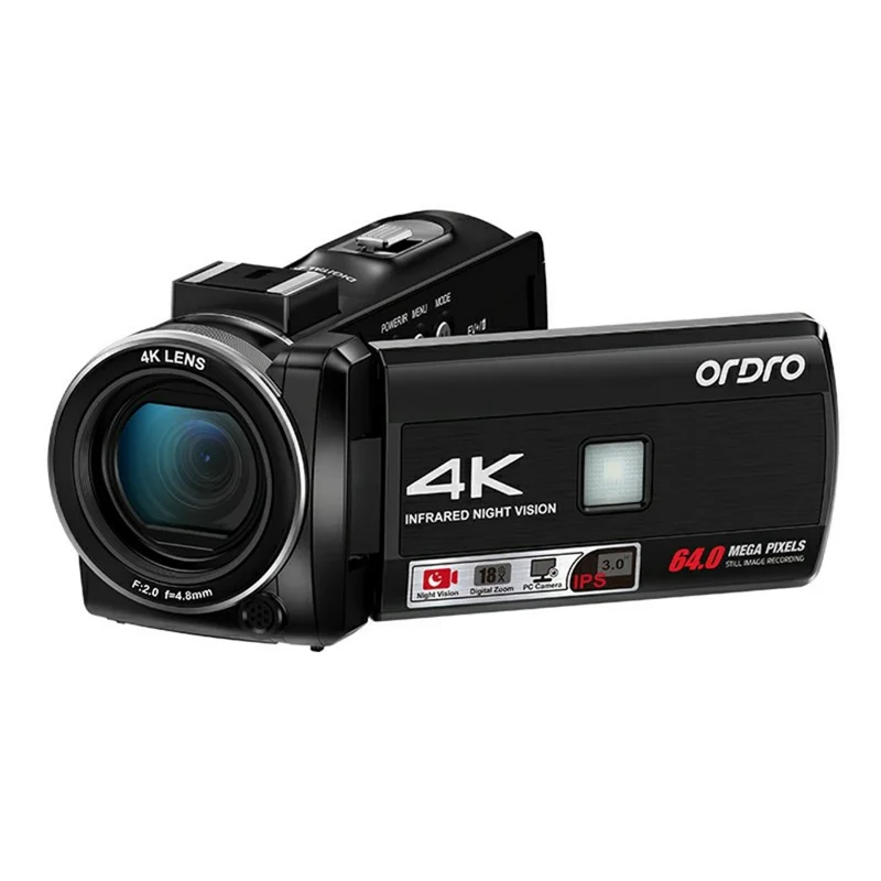 Câmera de Vídeo ORDRO Z36 4K UHD Tela IPS de 3,0 Polegadas Zoom Digital de 18X Visão Noturna por Infravermelho Câmera Digital