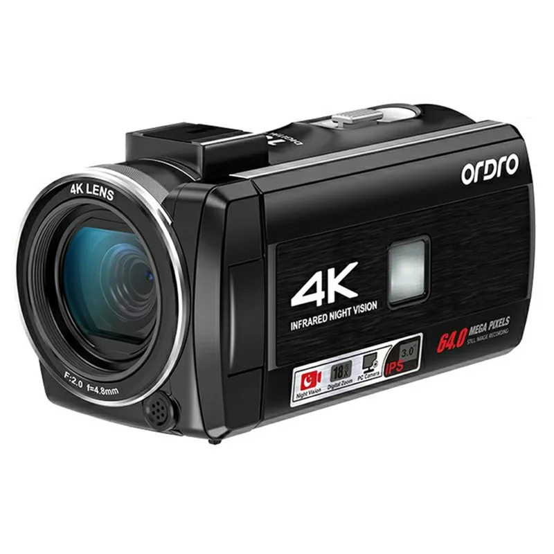 Câmera de Vídeo ORDRO Z36 4K UHD Tela IPS de 3,0 Polegadas Zoom Digital de 18X Visão Noturna por Infravermelho Câmera Digital