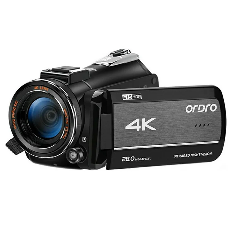 ORDRO AZ30 Câmera de Vídeo Digital 4K UHD com Tela Sensível ao Toque IPS de 3,0 Polegadas, Visão Noturna e Estabilização de Imagem (EIS) Anti-Shake