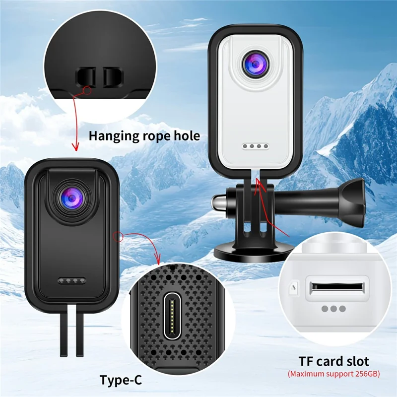 D200 1080P Action Camera with 32G TF Card Thumb-Sized Portable Pocket Camera for Cycling / Sports / Travel