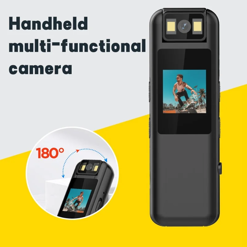 LK2315 1080P HD Sports DV Camera 180 Degree Rotatable Lens Night Vision Camcorder Handheld Bodycam, with 32GB Card + Card Reader