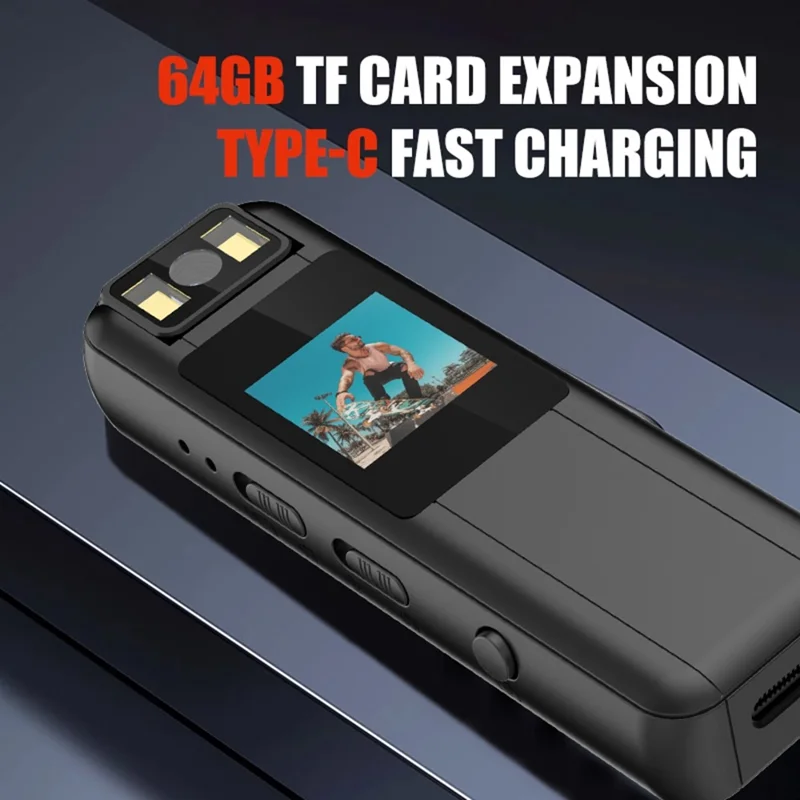 LK2315 1080P HD Sports DV Camera 180 Degree Rotatable Lens Night Vision Camcorder Handheld Bodycam, with 32GB Card + Card Reader