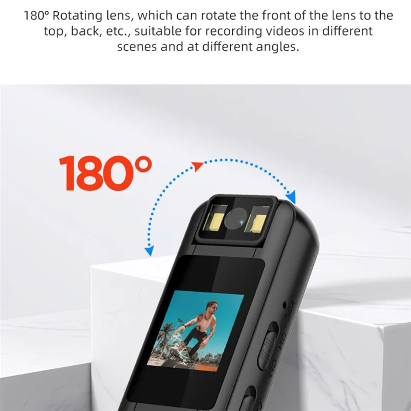 LK2315 1080P HD Sports DV Camera 180 Degree Rotatable Lens Night Vision Camcorder Handheld Bodycam, with 32GB Card + Card Reader