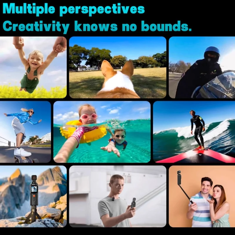 LK2316 Handheld Portable 4K Ultra HD Action Camera Rotating Gimbal Stabilization Wireless Recorder for Outdoor Sports