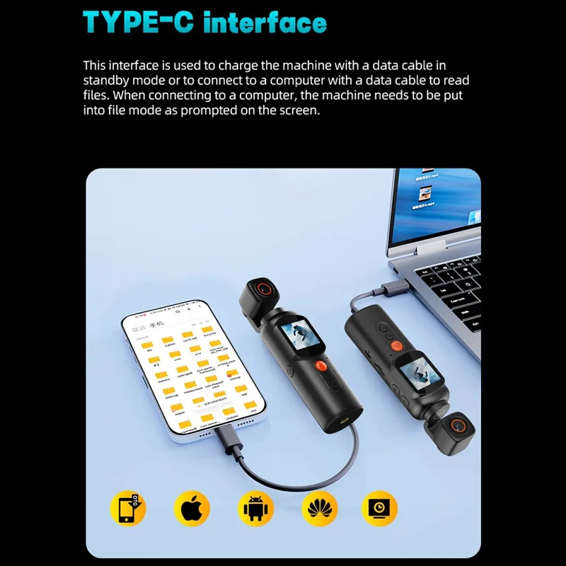 LK2316 Handheld Portable 4K Ultra HD Action Camera Rotating Gimbal Stabilization Wireless Recorder for Outdoor Sports