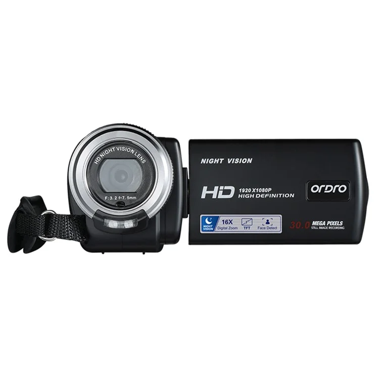 ORDRO V12 3.0 Zoll 1080P Full HD Videokamera EU-Stecker Unterstützung Nachtsicht Vlogging Kamera Recorder Home Camcorder