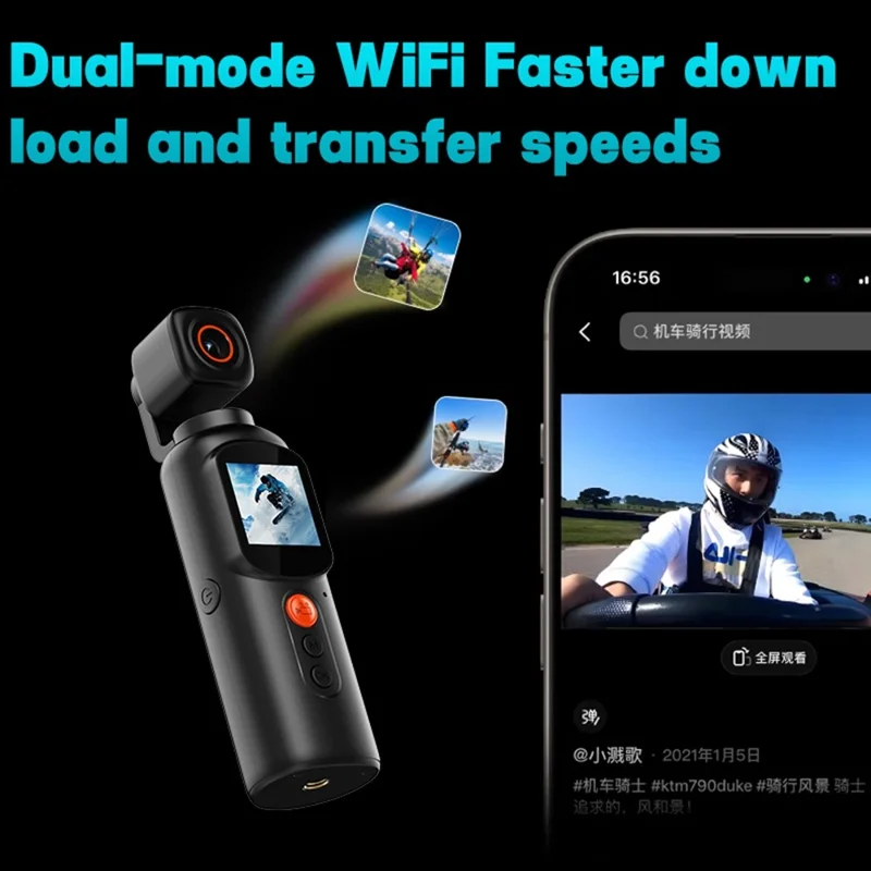 LK2316 Handheld 4K Ultra HD Action Camera Rotating Gimbal Stabilization Wireless Recorder for Outdoor Sports, with 32GB Card + Card Reader