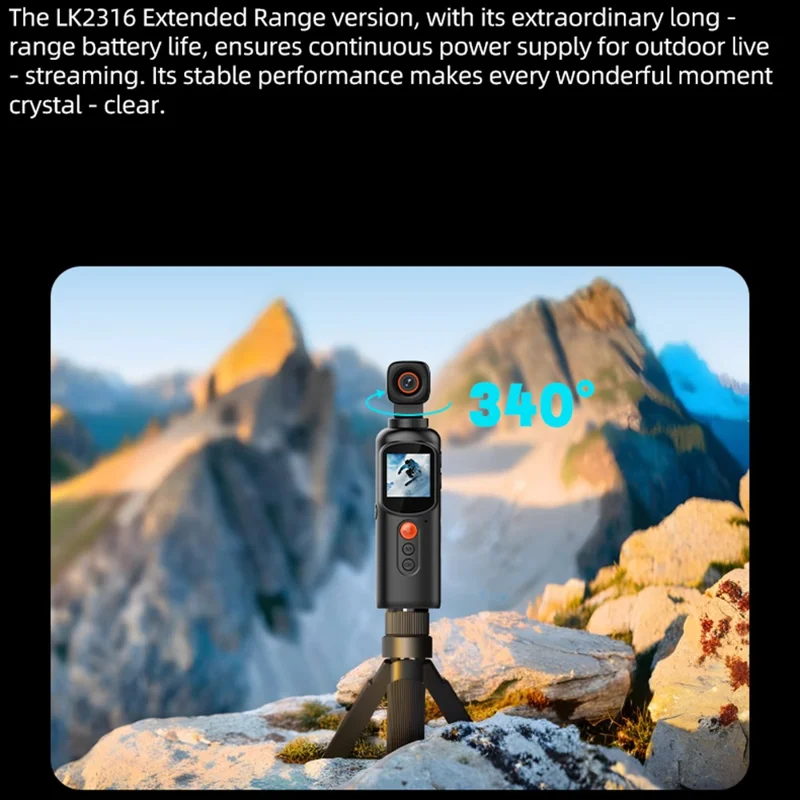 LK2316 Handheld 4K Ultra HD Action Camera Rotating Gimbal Stabilization Wireless Recorder for Outdoor Sports, with 32GB Card + Card Reader