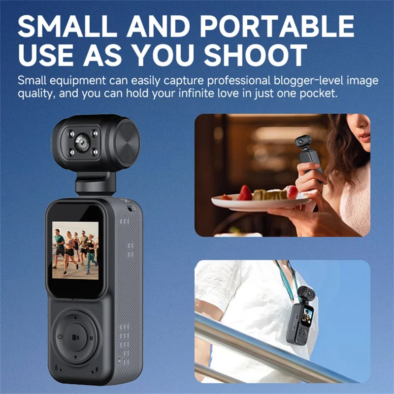 2K HD Night Vision Action Camera 270 Degree Rotatable Lens WiFi Enabled Pocket Thumb Camera
