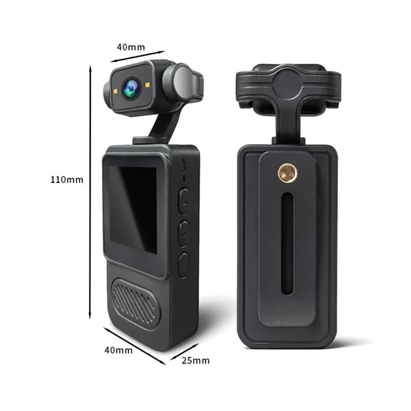 Cámara de bolsillo con pantalla de 1.54 pulgadas Y2, con luz de relleno, lente giratoria de 180 grados, clip de WiFi, videocámara, con tarjeta de 32 GB + lector de tarjetas