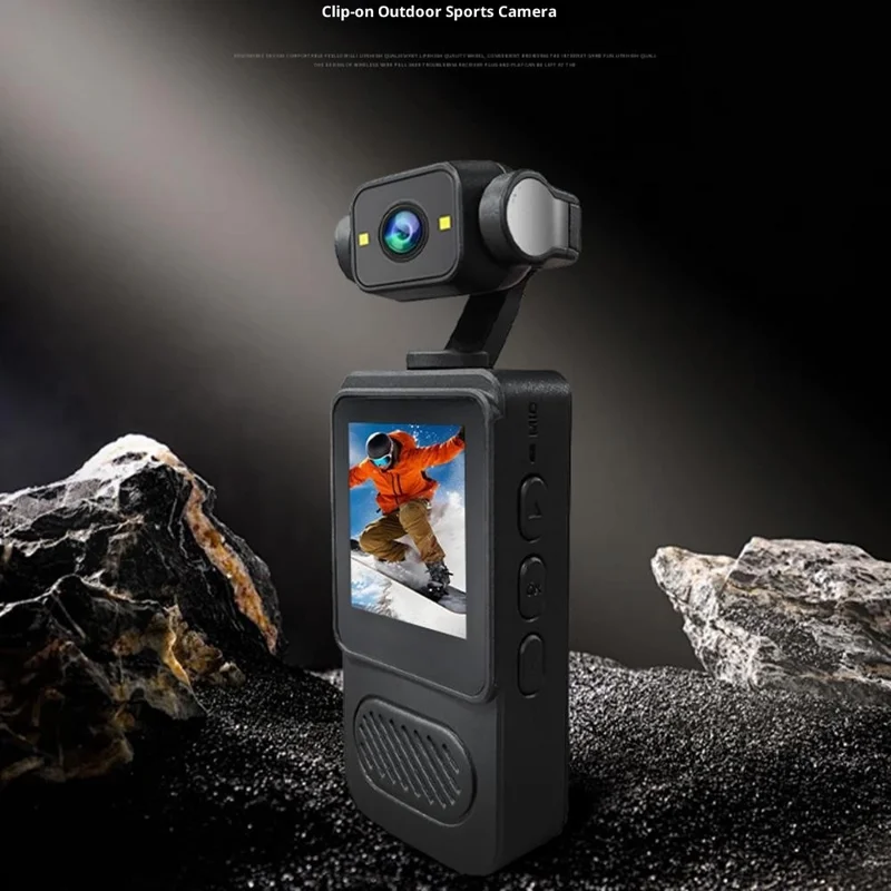 Cámara de bolsillo con pantalla de 1.54 pulgadas Y2, con luz de relleno, lente giratoria de 180 grados, clip de WiFi, videocámara, con tarjeta de 32 GB + lector de tarjetas