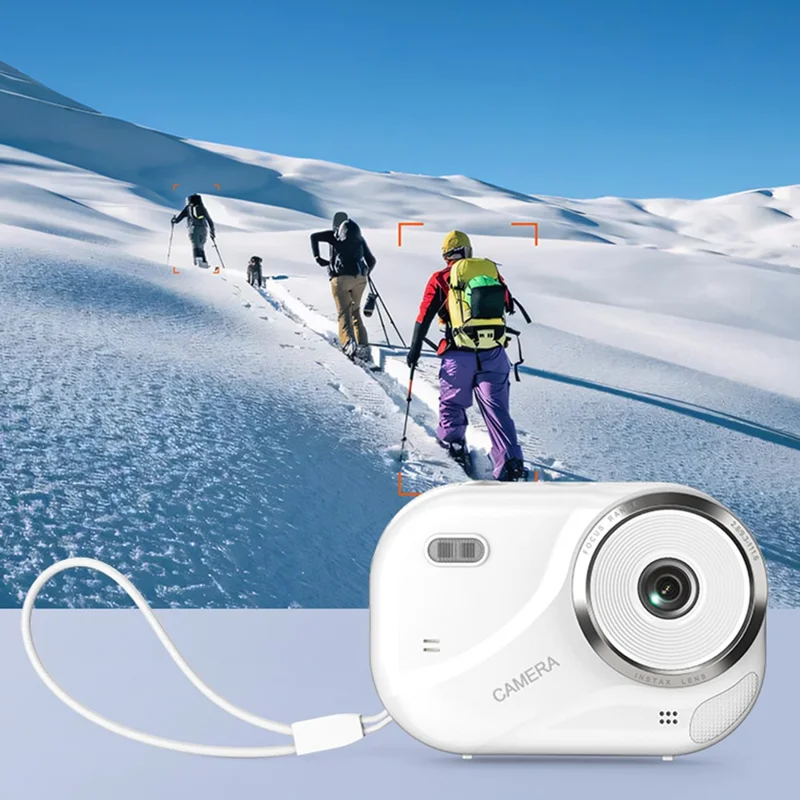 X1000 2.4 Inch Screen Mini Digital Camera for Beginner HD Video Recording CCD Support WiFi Transfer, with 32GB Card + Card Reader - White