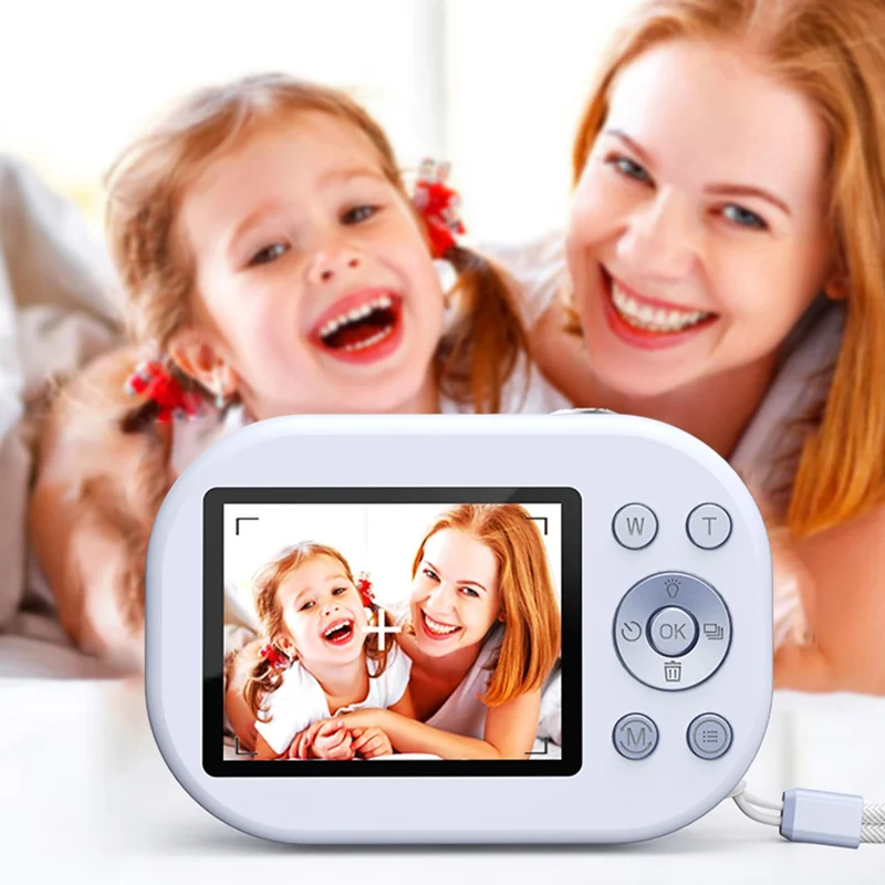 X1000 2.4 Inch Screen Mini Digital Camera for Beginner HD Video Recording CCD Support WiFi Transfer, with 32GB Card + Card Reader - White