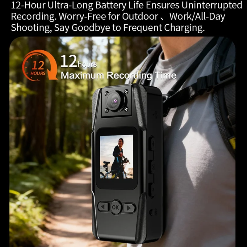 L16 WiFi Portable Conference Camera Outdoor Recorder HD Magnetic Clip-On Sports Camera with Infrared Night Vision - Black