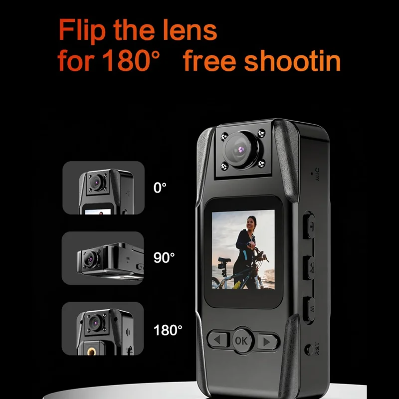 L16 WiFi Portable Conference Camera Outdoor Recorder HD Magnetic Clip-On Sports Camera with Infrared Night Vision - Black