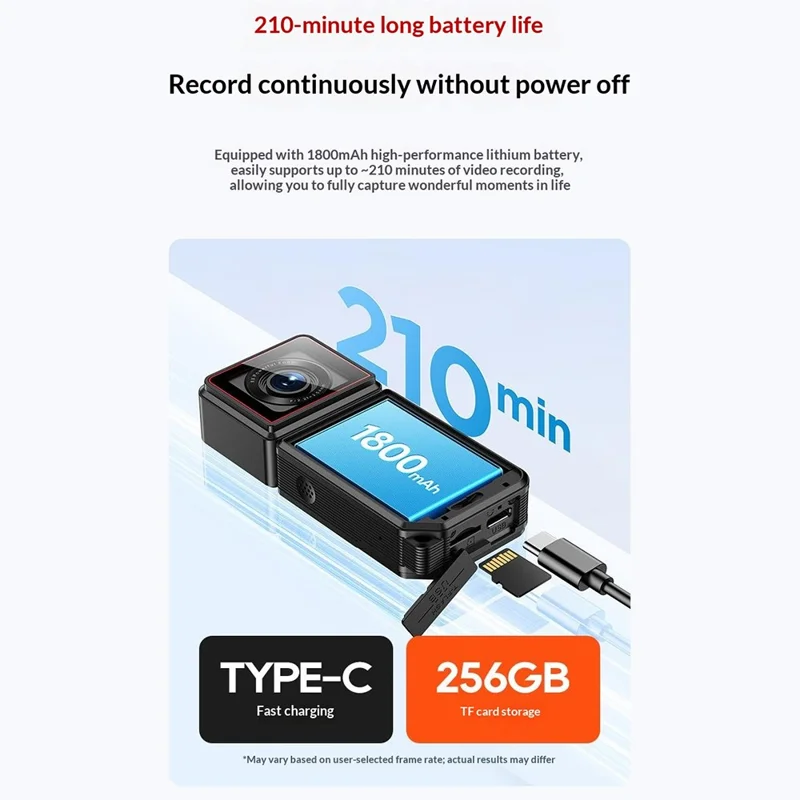 G300pro 2.0 Inch Touchscreen 5K HD Action Camera Electronic Image Stabilization Sports Camera with 180 Degree Rotating Lens - Black