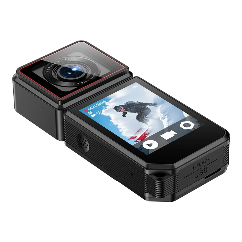 G300pro 2.0 Inch Touchscreen 5K HD Action Camera Electronic Image Stabilization Sports Camera with 180 Degree Rotating Lens - Black